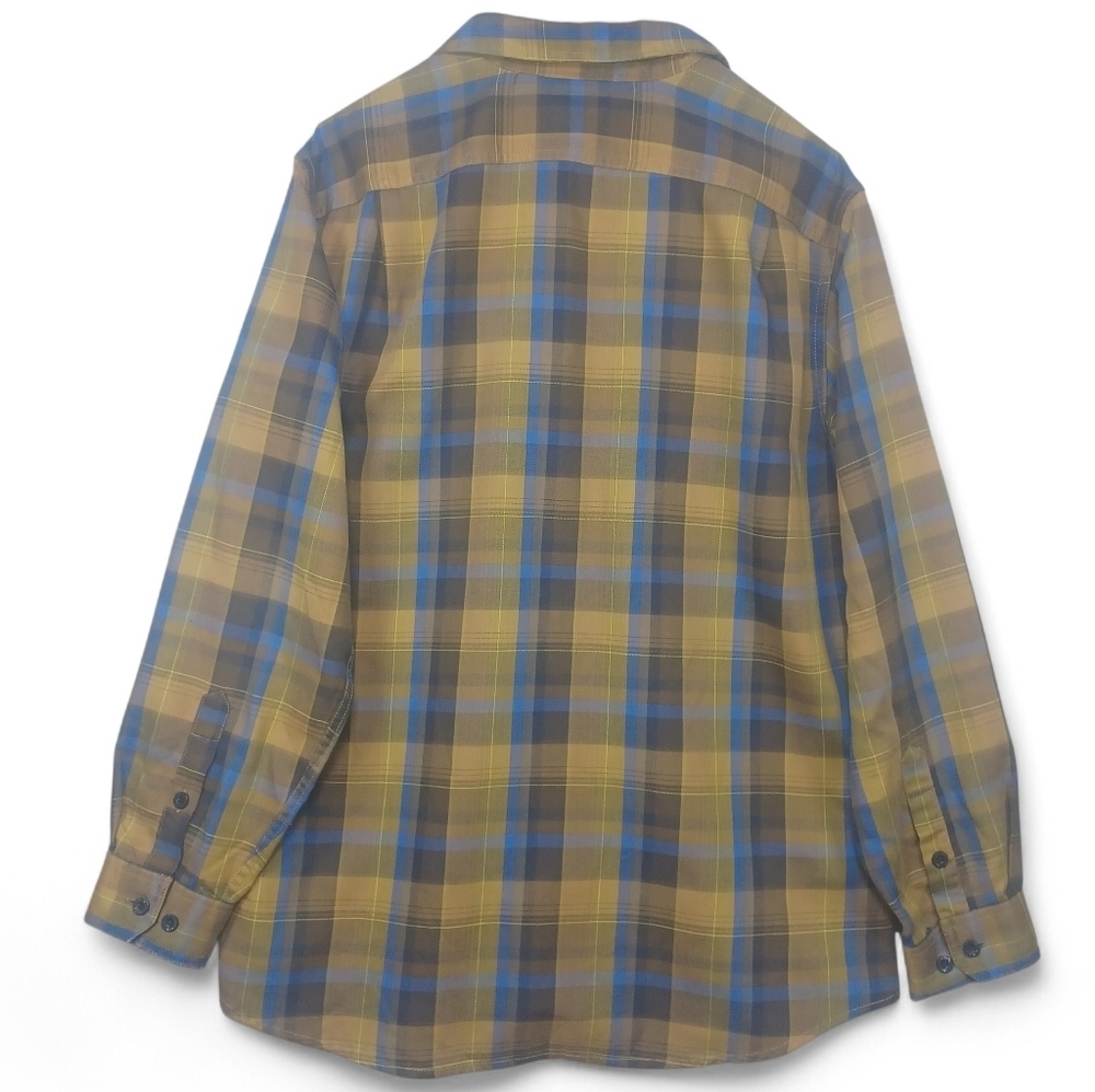 Eddie Bauer Travex Men’s Plaid Button Up Large Flannel Shirt Brown Blue Outdoor - Picture 3 of 13